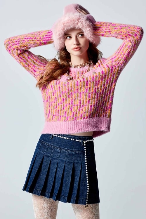 Pleated Denim Skirt,Pleated skirts