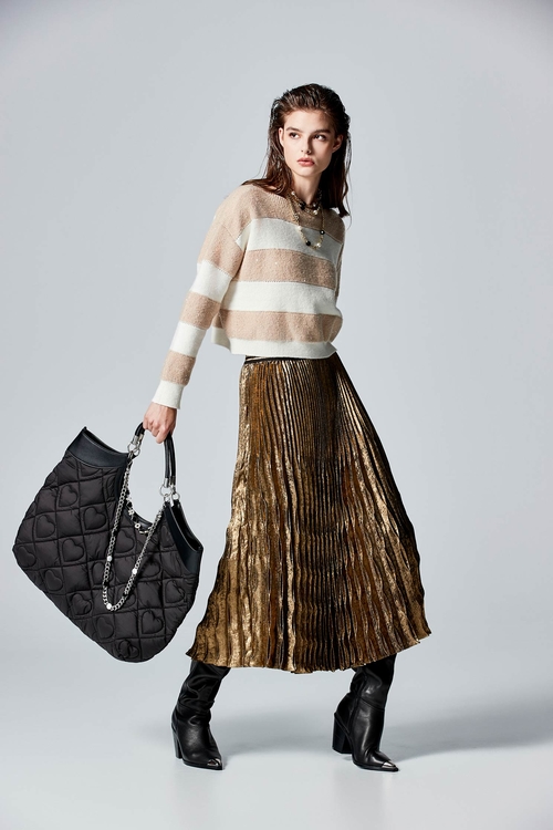 Pleated Metallic Skirt,Pleated skirts