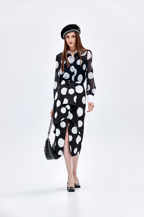 Polka Dot Tie Front Layer Skirt,dotcollection