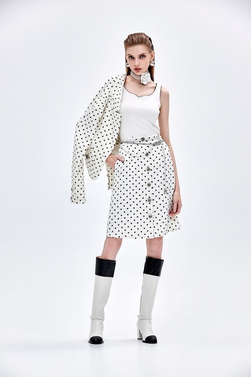 Retro Polka Dot A-line Skirt,dotcollection