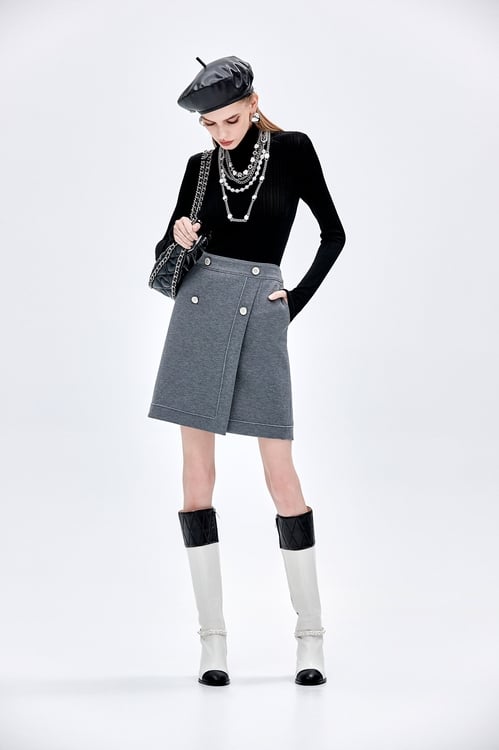 Front Panel Grey Skirt,A-Line skirts