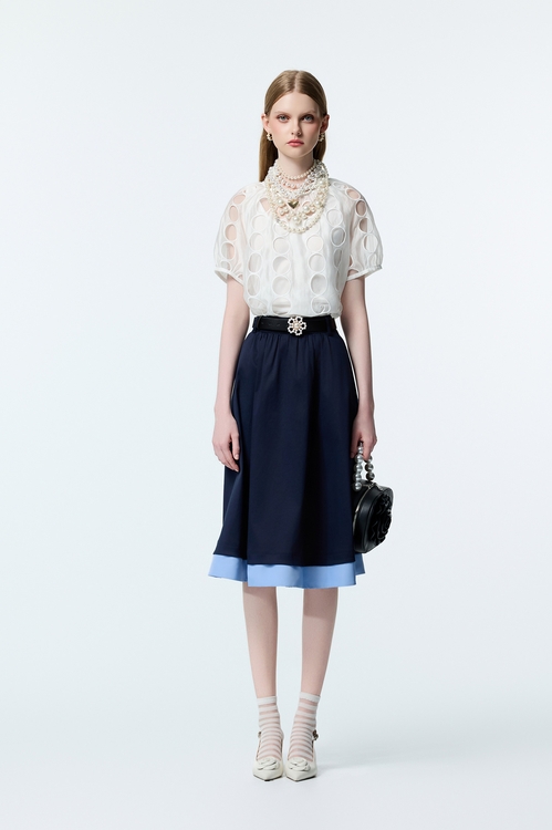 Contrast Hem Detail Midi Skirt,,Contrast Hem Detail Midi Skirt,A-Line skirts,Office Looks,Season (AW) Look,Valentine,Midi skirts