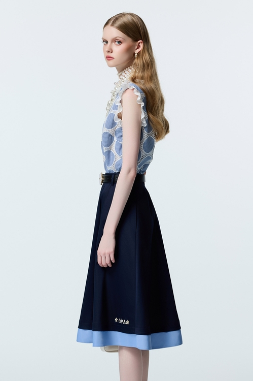 Contrast Hem Detail Midi Skirt,,Contrast Hem Detail Midi Skirt,A-Line skirts,Office Looks,Season (AW) Look,Valentine,Midi skirts