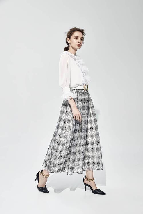 Black White Diamond Print Skirt,relaxrestrictions