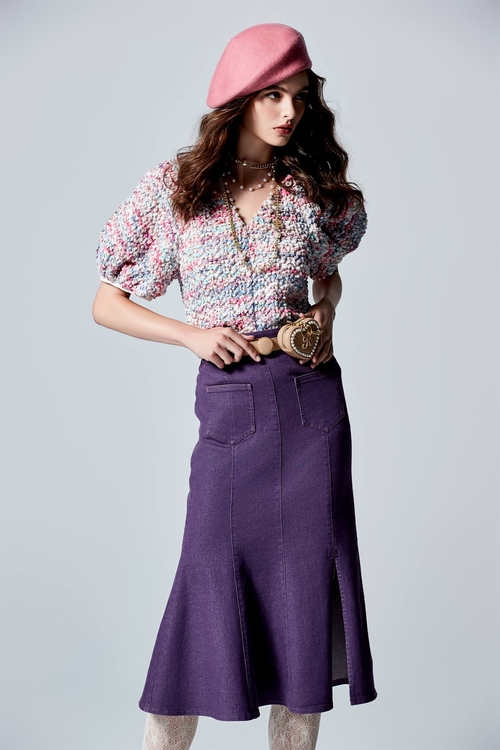 Fishtail Purple Denim Skirt,Denim skirts