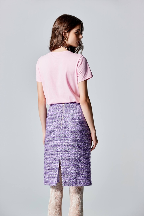 Purple Tweed Pencil Skirt,Season (SS) Look