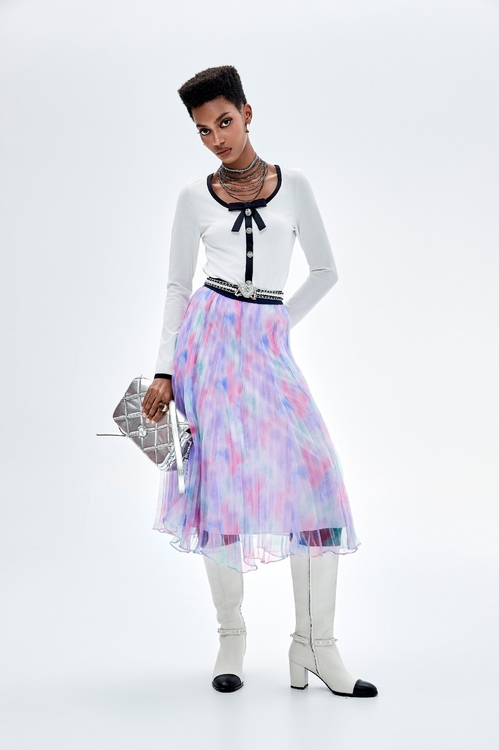 Butterfly Print Organza Skirt,Midi skirts