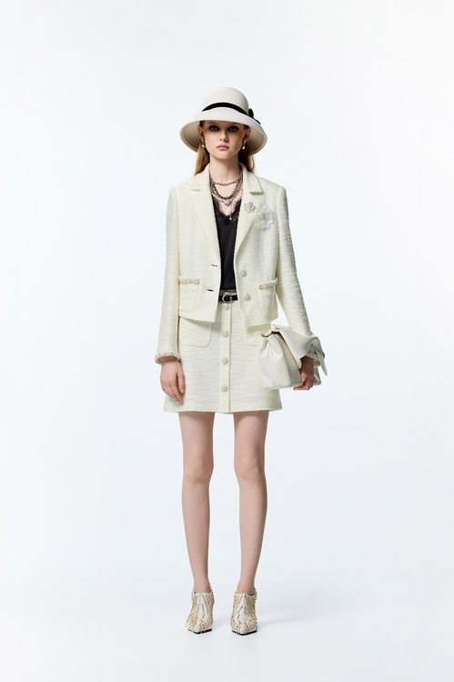 Off White Tweed Skirt,Mini skirts