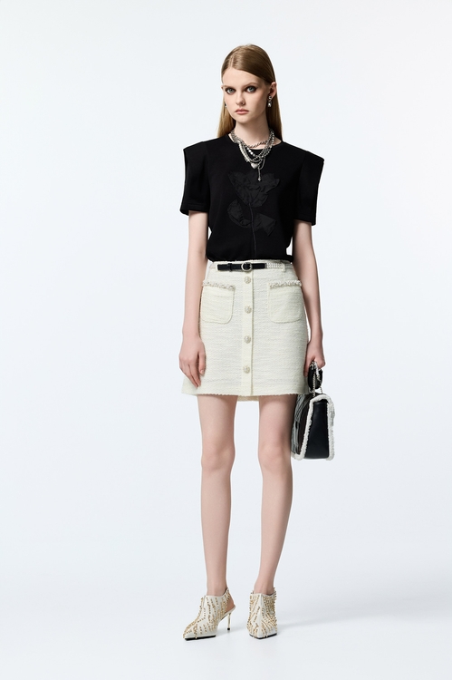 Off White Tweed Skirt,Mini skirts