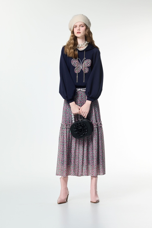 Floral Print Maxi Skirt,Layered skirts