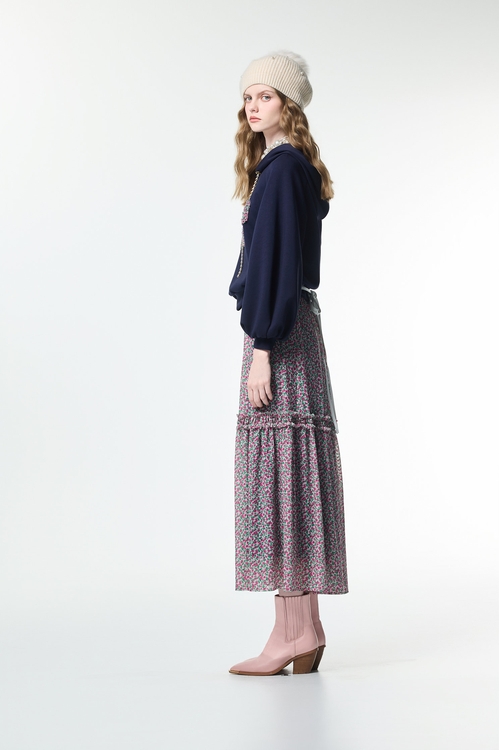 Floral Print Maxi Skirt,Layered skirts