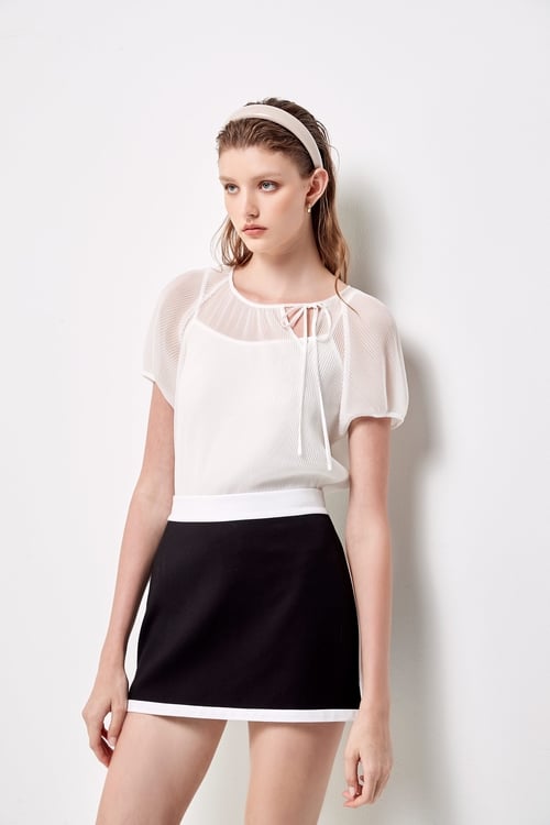 Basic Mini Skirt With Contrast Trim Detail,A-Line skirts