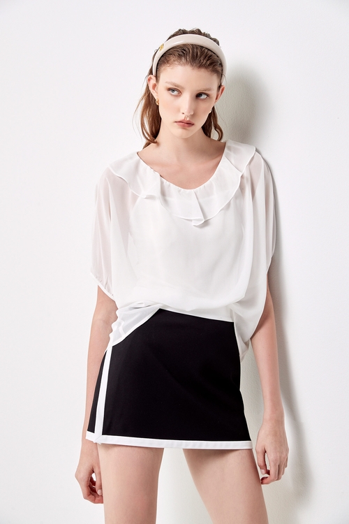 Basic Mini Skirt With Contrast Trim Detail,A-Line skirts