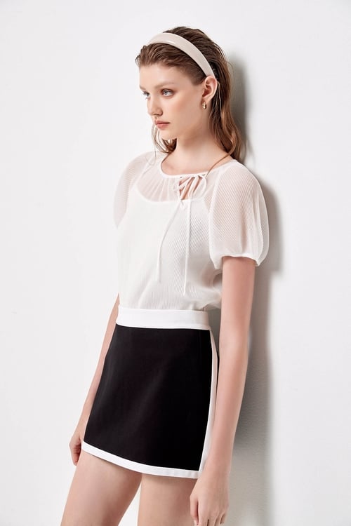 Basic Mini Skirt With Contrast Trim Detail,A-Line skirts