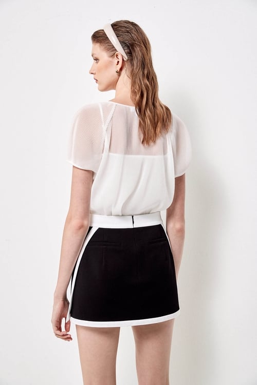 Basic Mini Skirt With Contrast Trim Detail,A-Line skirts