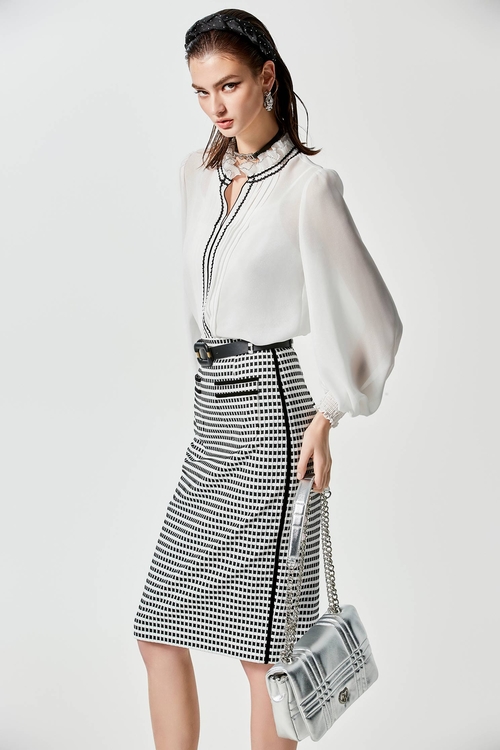 Texture Plaid Pencil Skirt,Pencil skirts