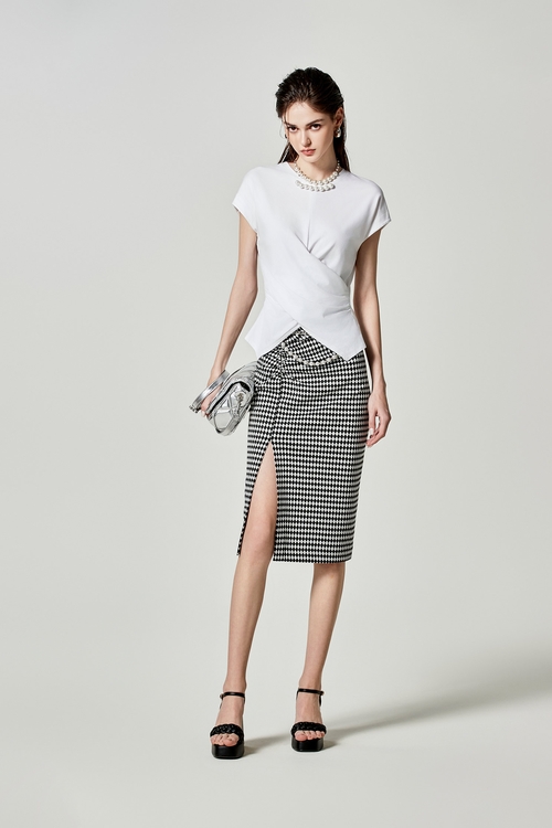 Side Slit Diamond Pattern Pencil Skirt,Pencil skirts