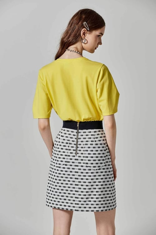 A-line Floral Print Skirt With Contrast Navy Trim Detail,Pencil skirts