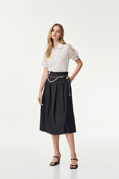 Black Pleated Midi Skirt,,Black Pleated Midi Skirt,Season (SS) Look,Midi skirts