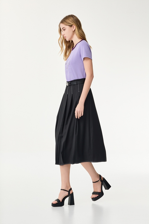 Black Pleated Midi Skirt,,Black Pleated Midi Skirt,Season (SS) Look,Midi skirts