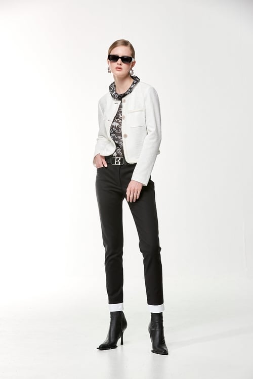 Slim Fit Smart Pants With Contrast Hem,pants,Pants