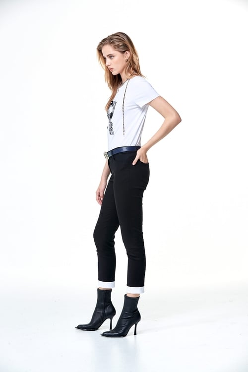 Slim Fit Smart Pants With Contrast Hem,pants,Pants