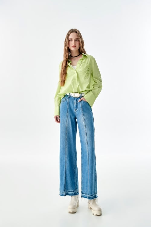 Basic Wide Leg Jeans,Denim pants