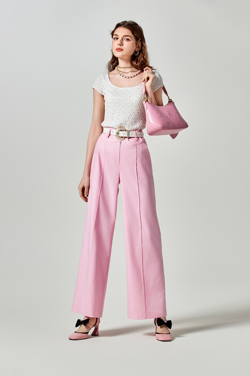 Pink Linen Wide Leg Pants,Culottes,Culottes