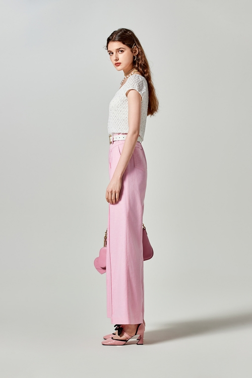 Pink Linen Wide Leg Pants,Culottes,Culottes