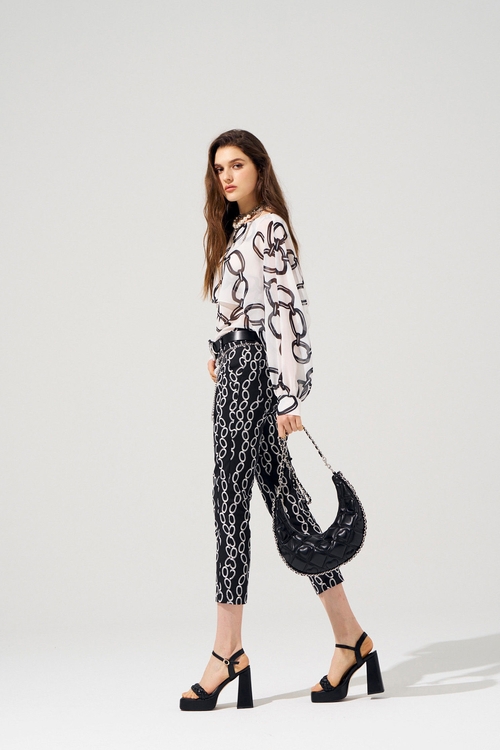 Printed Chain Graphic Slim Fit Pants,Skinny pants,Skinny pants