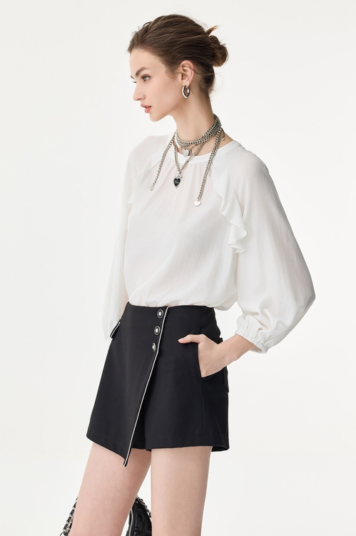 Contrast Trim Detail Skorts,Skorts