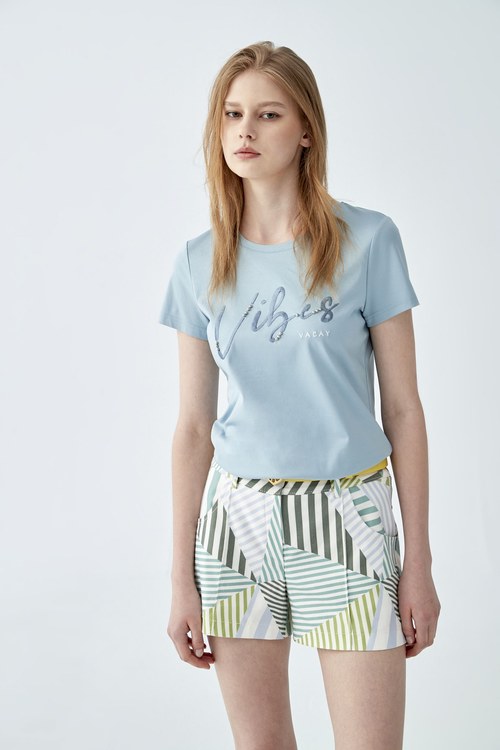 Mismatch Stripe Print Shorts,comfotism