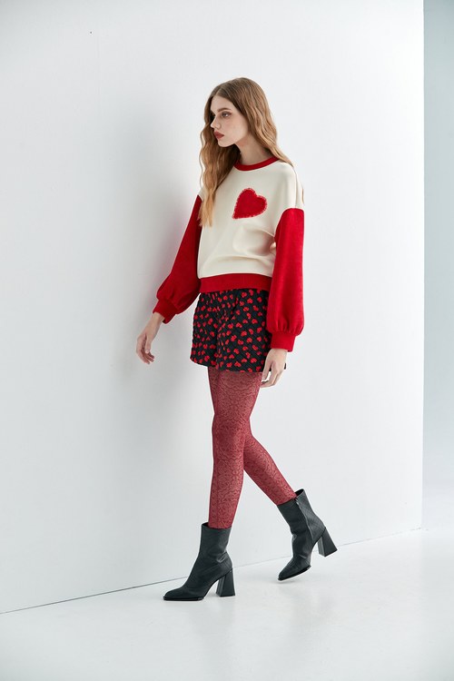 Quilted Printed Hearts Shorts,Valentine