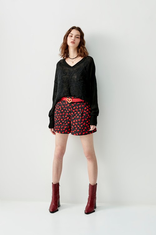 Quilted Printed Hearts Shorts,Valentine