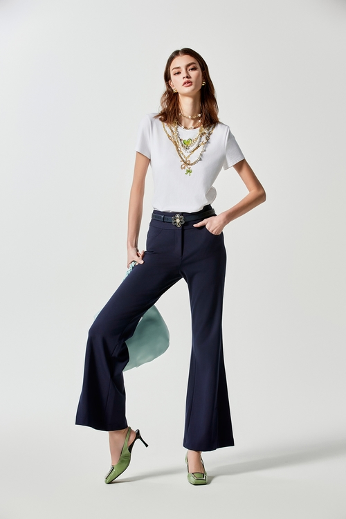 Boot Leg Navy Pants,pants,Pants