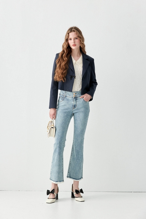 Basic Jeans With Fray Hem Detail,Bell-bottoms,Bell-bottoms,Bell-bottoms