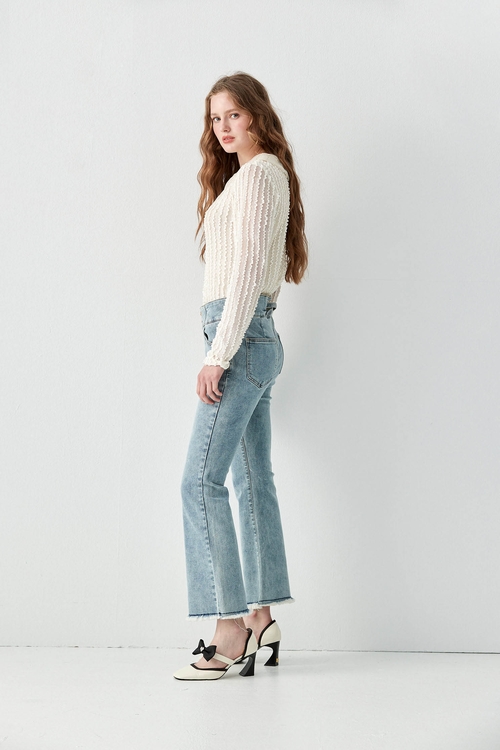 Basic Jeans With Fray Hem Detail,Bell-bottoms,Bell-bottoms,Bell-bottoms