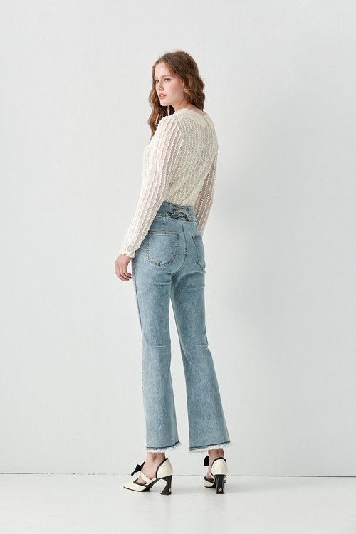 Basic Jeans With Fray Hem Detail,Bell-bottoms,Bell-bottoms,Bell-bottoms