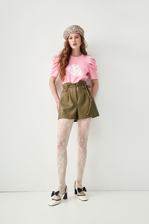 PU Paperbag Shorts,Shorts