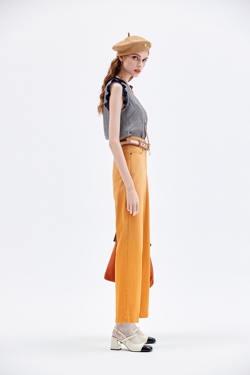 Gradient Wide Leg Jeans,Cotton