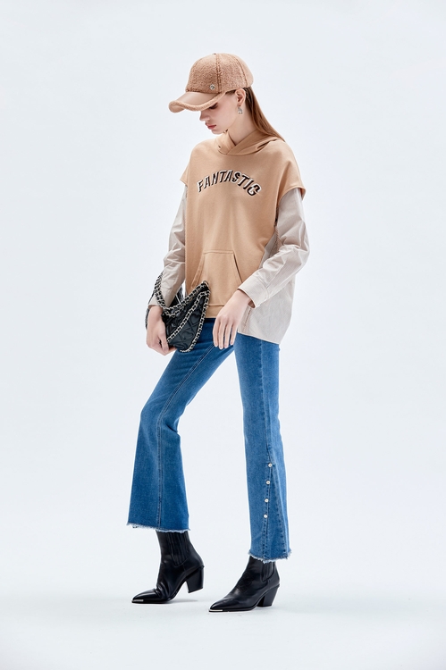 Front Slit Boot Leg Jeans,pants,Pants