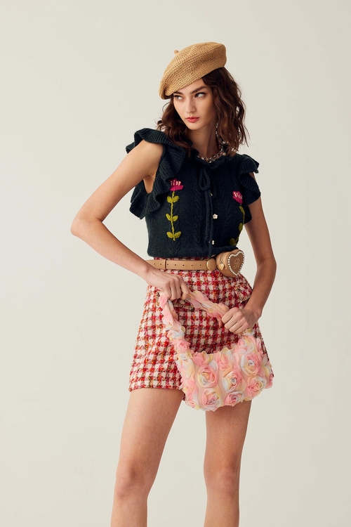 High Waist Tweed Shorts,upperclass