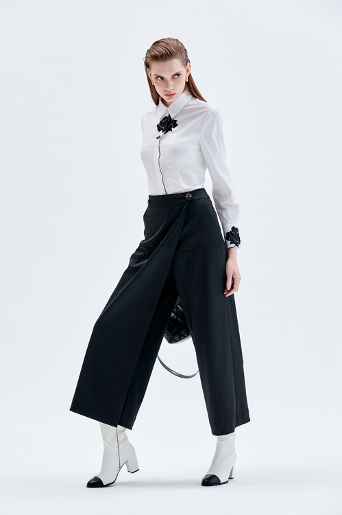 Front Panel Wide Leg Pants,Skorts