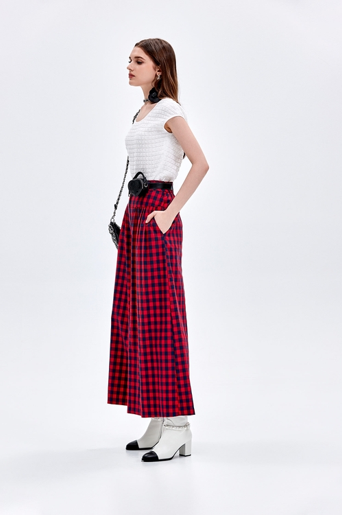 Plaid Wide Leg Pants,Culottes,Culottes