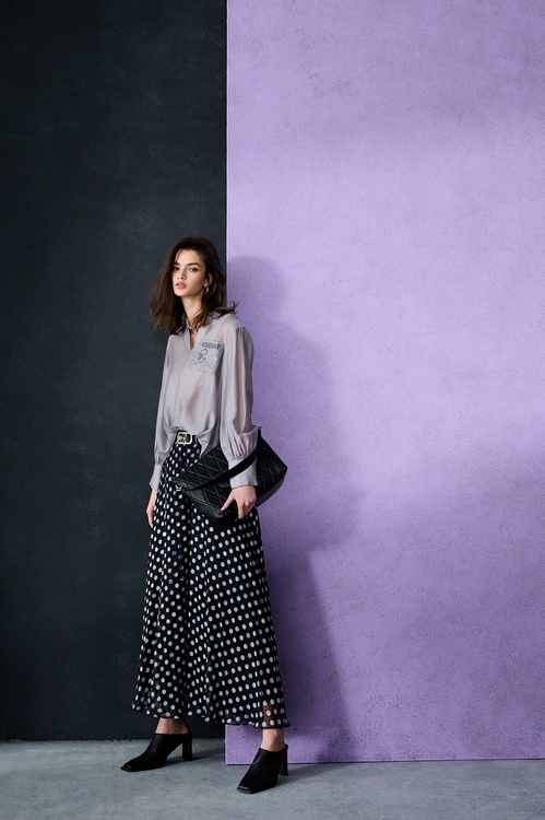 Polka Dot Chiffon Palazzo Pants,Season (SS) Look