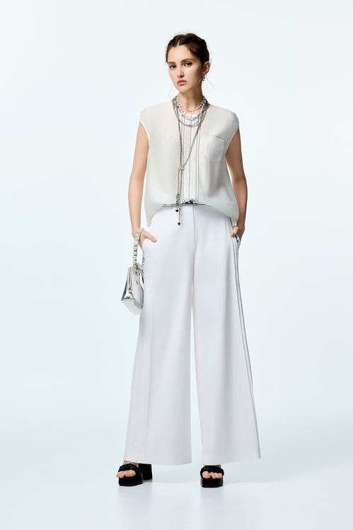 Pleated Detail Wide Leg Pants,Culottes,Culottes