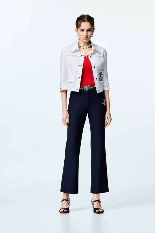 Anchor Logo Navy Boot Leg Pants,,Anchor Logo Navy Boot Leg Pants,Tops,Season (SS) Look,White tops,Urban Fashion,Embroidered,Bell-bottoms,Season (SS) Look,pants,Urban Fashion