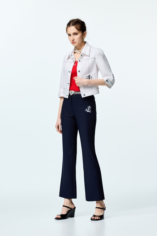 Anchor Logo Navy Boot Leg Pants,,Anchor Logo Navy Boot Leg Pants,Tops,Season (SS) Look,White tops,Urban Fashion,Embroidered,Bell-bottoms,Season (SS) Look,pants,Urban Fashion