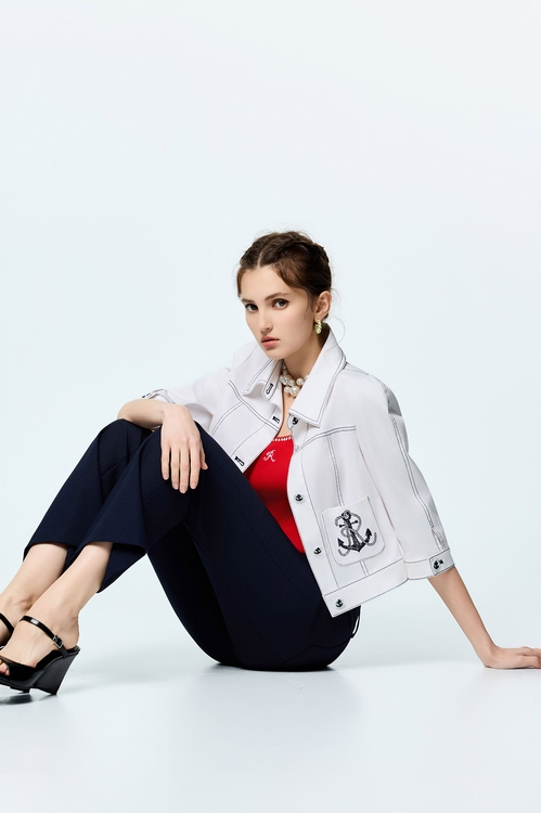 Anchor Logo Navy Boot Leg Pants,,Anchor Logo Navy Boot Leg Pants,Tops,Season (SS) Look,White tops,Urban Fashion,Embroidered,Bell-bottoms,Season (SS) Look,pants,Urban Fashion
