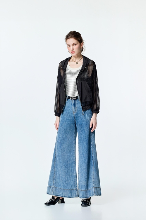 Distress Detail Wide Leg Jeans,Season (SS) Look
